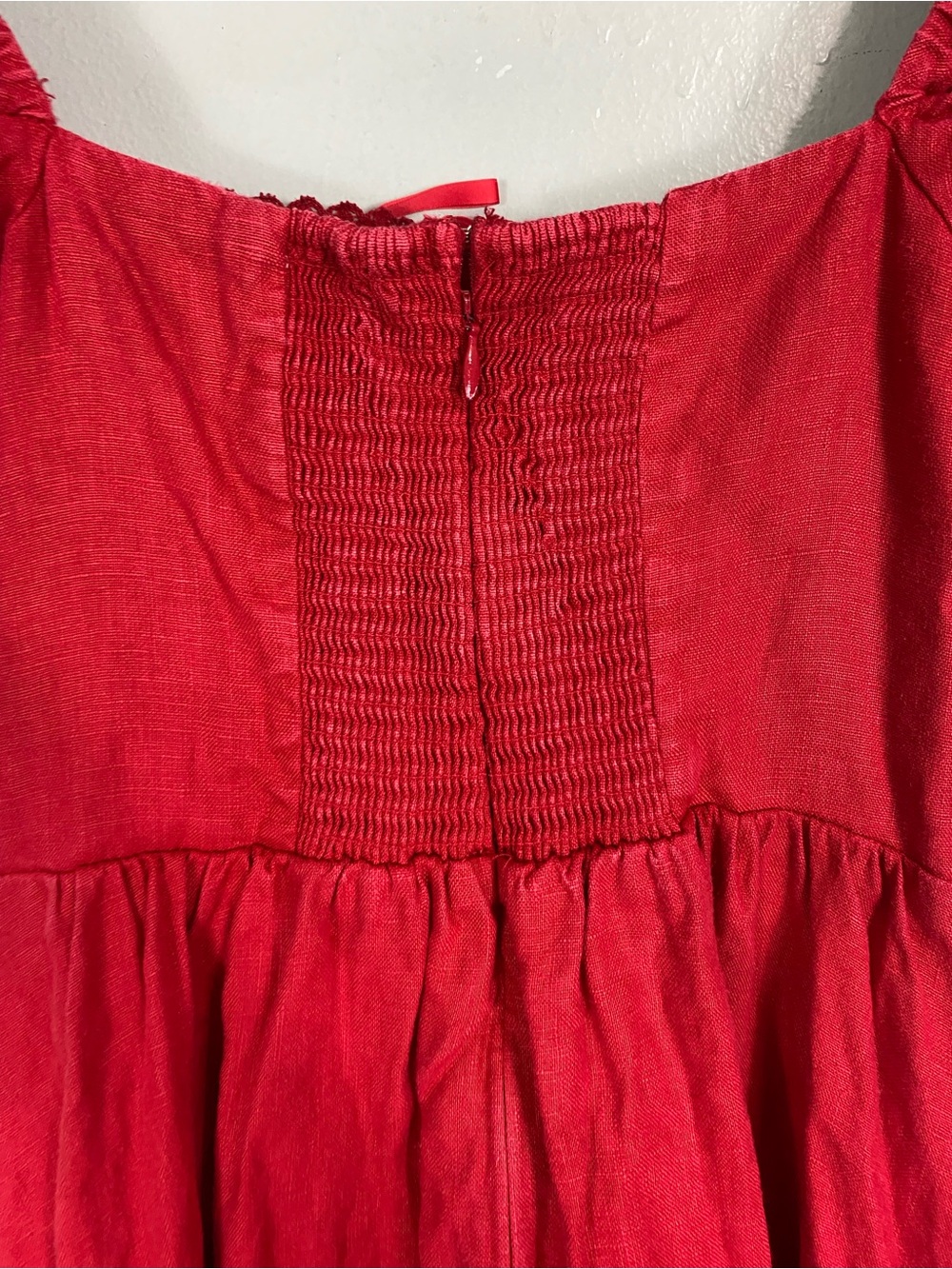 Reformation Marella Linen Dress Midi Red Size 2 - Picture 10 of 13